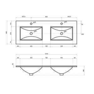 Mueble de Baño Blanco de 120 CM con 2 Cajones y Luz LED, Lavabo Doble para Vanidades de Belize - Product Image 5