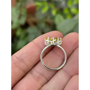 Bague Florale Romantique en Argent 925 avec Saphir Jaune, Or Rose et Rhodium, Pierres Précieuses Naturelles Incrustées, Bague de Fiançailles Éternité Tendance - Product Image 6