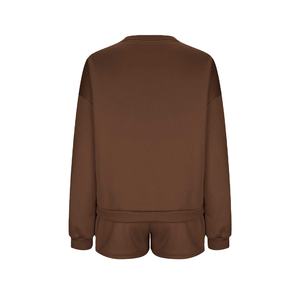 ชุดออกกำลังกายผู้หญิง เสื้อแขนยาวผ้าฝ้าย ชุดเซ็ต 2 ชิ้น เสื้อสเวตเตอร์และกางเกงขาสั้น สำหรับผู้หญิง ปี 2026 - Product Image 2