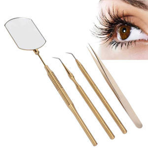 Miroir à cils cosmétique personnalisé en acier inoxydable plaqué or pour l'inspection des cils de qualité salon, l'isolation et le mappage - Product Image 6