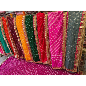 Dupatta en soie unie Bandhani Bandhej avec travail Gota, lot de 100 pièces - Product Image 6