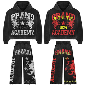 Double Balt Pant Casual Men Tracksuit Zipper <b>Hoodies</b> Wide Pant High Quality 100% Cotton <b>Lightweight</b> Eco-Friendly Customize - Product Image 6