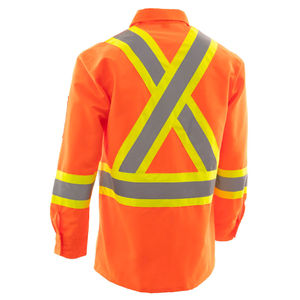 Custom Safety Construction High Visibility Fluorescent Polyester Long Sleeve Reflective Unisex Work <b>Polo</b> T Shirts for Workwear - Product Image 2