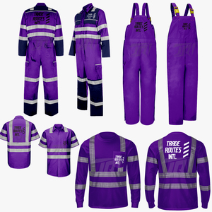 Ensemble de sécurité à glissière Vêtements de travail industriels globaux avec bavoir à col rond réfléchissant et chemise à boutons Matériau en polyester durable - Product Image 1