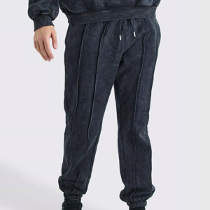 Chándal con capucha para hombre personalizado 2025, diseño lavado con ácido con técnica de estampado de patrón sólido, traje de jogging ecológico - Product Image 5