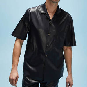 OEM Chemises en cuir décontractées avec fermeture à bouton personnalisées pour hommes avec conception de logo personnalisé bon prix de vente - Product Image 3