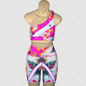 Ensemble d'entraînement personnalisé pour femmes Nouveau design Short de sport taille haute pour le levage des hanches Soutien-gorge de yoga à une épaule en coton doux pour la gym - Product Image 2
