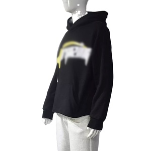 Nueva moda Streetwear Cut Edge No String Raw Hem Hoodies Custom Puff Printing Hoodie 100% Cotton Oversized Hoodie sostenible - Product Image 2