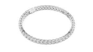 Pulsera de Compromiso de Oro Rosa de 14K con Diamante Redondo Cultivado en Laboratorio para Mujer, Regalo de Aniversario Nupcial Certificado de Lujo, Elegante - Product Image 3