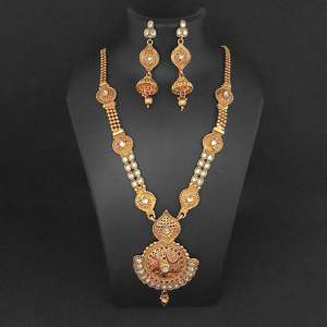 Conjunto de joyería fina Kriaa collar Kundan blanco chapado en oro 1109862 - Product Image 1