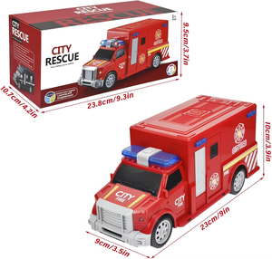 Véhicule de Secours Urbain Électrique en Promotion : Ambulance, Voiture de <span class=keywords><strong>Police</strong></span>, Camion de Pompiers avec Musique LED et Histoires, Roues Universelles, Jouet Camion de Pompiers Rouge - Product Image 6