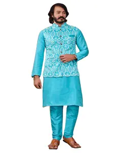 최고의 품질 인도 남자 스트레이트 모든 크기 Kurta 파자마 민족 의류 유행 Kurta 파자마 인도 공급 업체