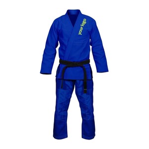 Kimono de BJJ Azul con Logotipo en la Manga Izquierda, Algodón Resistente, Unisex para Adultos, Ropa de Artes Marciales, Corte Regular, Impresión Térmica, Ligero - Product Image 1