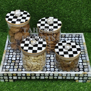 Gamme exclusive de résine nacre Ramadan récipient de table décoratif avec pot de plateau pour pot de stockage décoratif de table - Product Image 1