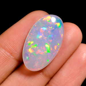 Opale de feu bleue naturelle éthiopienne, forme ovale, cabochon, bijoux en vrac, taille personnalisable, 24,5 x 14,0 x 6,0 mm, haute qualité, 10,55 carats - Product Image 3