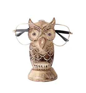 Porte-lunettes en bois fabriqué à la main support de lunettes en forme de hibou blanc-présentoir porte-lunettes de soleil-verre optique - Product Image 1