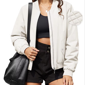 Chaqueta de Mujer de Lujo, Transpirable y Cálida, Estilo Bomber para Exteriores, Estilo Sólido, Manga Larga, Bolsillos Delanteros, Ligera - Product Image 2