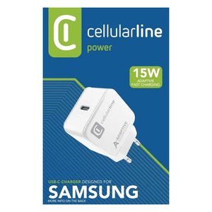 Cellularline <b>USB</b> Type-<b>C</b> Charger 15W Adaptive Fast Charging Wall <b>Adapter</b> White - Product Image 2