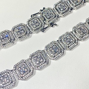 VVS Clarity 14K oro bianco Premium qualità ghiacciato fuori catena di Moissanite VVS Moissanite diamante brillante taglio glassato fuori catena personalizzata - Product Image 3