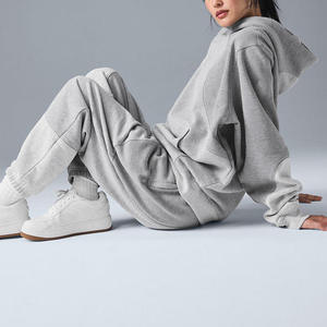 Logotipo personalizado de invierno de algodón de lana Jogging chándales Hip Hop Streetwear Plus Size bordado sudaderas con capucha conjunto moda Activewear mujeres - Product Image 6