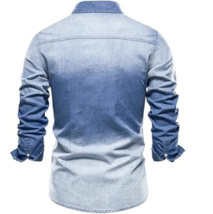 เสื้อเชิ้ตเดนิมคลาสสิกสำหรับผู้ชาย ผ้าฝ้าย 100% ทำมือ ล้างนุ่มพิเศษ เป็นมิตรกับสิ่งแวดล้อม ระบายอากาศได้ดี คุณภาพสูงสำหรับการส่งออก - Product Image 6