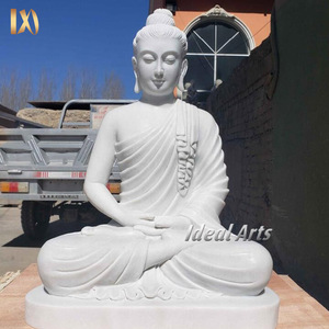 Hand Carved Large White Stone Marble Religious <strong>Buddha</strong> <strong>Statue</strong> Sculpture For Outdoor Garden Temple And Home Decor - Product Image 6