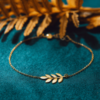 Bracelet minimaliste en argent sterling 925 avec pendentif feuille d'olivier naturelle, personnalisable