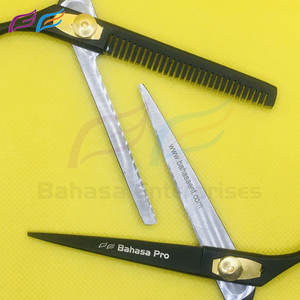 Bahasa Pro Ciseaux de coupe de cheveux noirs avec logo personnalisé professionnel Ensemble de ciseaux de coiffeur de haute qualité pour hommes et femmes - Product Image 5