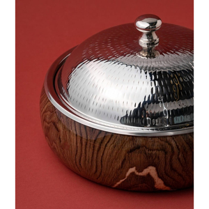 Servidor de alimentos para bodas y eventos, cazuela, plato de madera Natural para servir con tapa pulida de espejo, olla caliente redonda hecha a mano - Product Image 2
