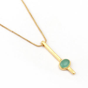 ชุดเครื่องประดับสร้อยคออัญมณีทรงรีแบบขัดเงาสีทองทำด้วยมือ - Product Image 1