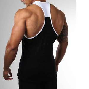 High Quality <b>Men's</b> Workout <b>Tank</b> <b>Top</b> <b>White</b> Black Cotton Custom Logo Gym Fitness Singlet Breathable Knitted Plus Size Design - Product Image 3