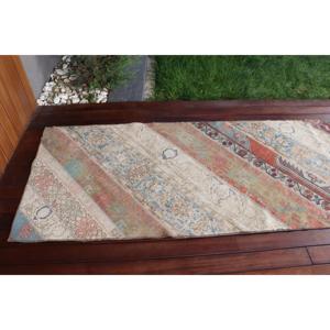 Tapis de 2,8 x 8,2 pieds, tapis turc vintage, tapis bleu patchwork - Product Image 5