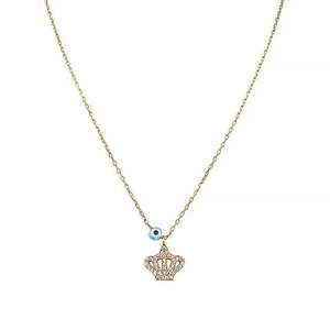 Royal Crown Necklace Evil Eye Trendy Gold Plated Zinc Alloy Diamond Pearl Main Stone Ball Shape Pattern Link <b>Rope</b> <b>Chain</b> Gift - Product Image 1