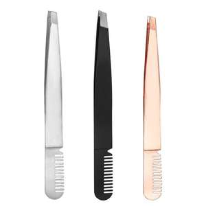 2025 Professional Customized Luxury Stainless Steel Eyebrow Tweezers <b>Set</b> with Slanted Tip Reusable & Durable - Product Image 1