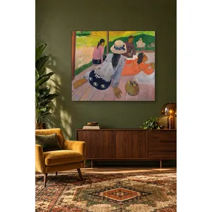 Impression sur toile Fida Gauguin : Femme tahitienne au repos sur la véranda - Product Image 4