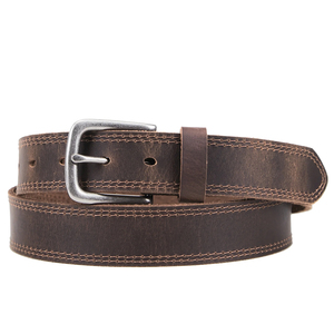 Ceinture en cuir marron faite à la main avec boucle en acier, ceinture de taille, écologique, élégante, décontractée, tailles régulières, grandes et très grandes - Product Image 1