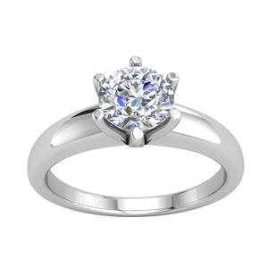 Bague Classique Élégante pour Femme en Or Jaune et Blanc 9K avec Diamant de Laboratoire Certifié IGI, Taille Brillant, Couleur EF, Clarté VS, 0,75 Carats - Product Image 2