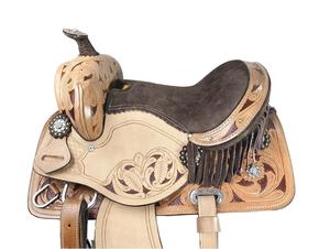 Juego de sillas de montar de cuero genuino de primera calidad, combinación perfecta para carreras de inglés de resistencia occidental para montar a caballo - Product Image 2