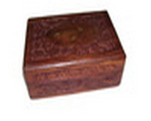 Polished Teak <b>Wooden</b> <b>Box</b> Hand Carving Brass Inlay 7"x5"x2.5" Vintage Storage <b>Box</b> for Jewelry, Keepsakes & Gifts - Product Image 1
