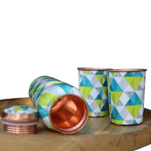 Botella de agua ecológica de cobre puro con estampado Meena Herbal Ayurveda para acampar con beneficios para la salud - Product Image 2
