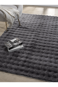 Tapis épais en fausse fourrure de lapin, effet bulles, fabriqué à la machine, antidérapant, lavable, design 3D, doux et agréable pour la peau, pour salon et chambre. - Product Image 6