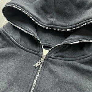 Streetwear Acid Washed Sweat Suits Zipper Rhinestone Hoodies <b>Tracksuit</b> Set Vintage Flared Sweatpants and Hoodie Set for Men - Product Image 4