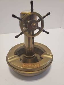 Designer Nautical Brass <b>Ashtray</b> with Clock-Unique and Chic Modern Design Handmade Portable Round - Product Image 4