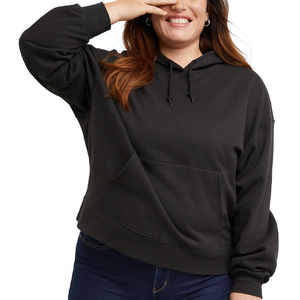 Sweats à capuche surdimensionnés en coton épais de haute qualité, unis, lourds, pour femmes, logo personnalisé, sweats à capuche grande taille - Product Image 1
