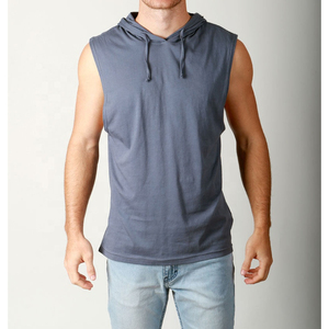 <b>Men's</b> Lightweight <b>Grey</b> Sleeveless Fleece <b>Hoodie</b> Quick Dry with Zipper and Custom Printed Logo 3D Pattern for Winter - Product Image 3