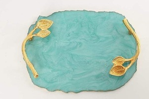 Ensemble de plateau de service et de sous-verres en résine artisanale, plateau élégant et haut de gamme pour la nourriture, les boissons et la décoration de table - Product Image 2