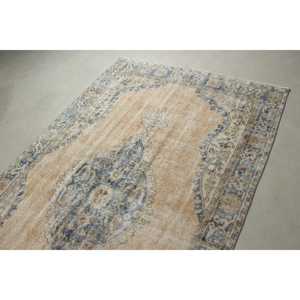 Turkish Large Rug 5,2x8,9 ft, Blue <b>Brown</b> Check Rug <b>Wool</b> - Product Image 5