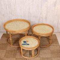Meilleure vente Table en rotin avec incrustation de nacre Table d'appoint élégante fabriquée à la main pour décor Boho et style Ramadan Diwali