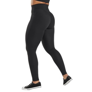 Leggings tricotés respirants pour femmes avec logo personnalisable, teints en couleur unie et très demandés pour adultes, position taille moyenne - Product Image 3