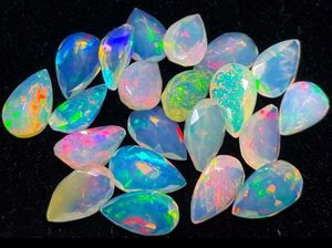 โอปอลเอธิโอเปียนธรรมชาติอัญมณีทรงเหลี่ยมเพชรพลอยสำหรับทำเครื่องประดับทำฐานสีขาวกับไฟหลายสีเขียว - Product Image 2